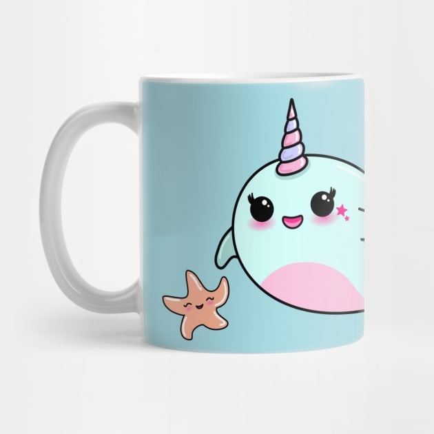 Cute Narwhal and Starfish by Pendientera